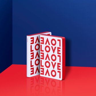 Notitieboek A6 - Love, zacht leer, rode tekst