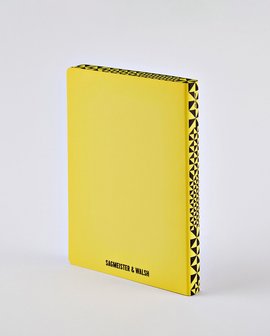 Notitieboek A5 - Happy Book, zacht leer, gele kaft met zwarte titel
