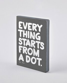 Notitieboek A5 - Everything Starts from a dot, zacht leer, zilver metallic tekst