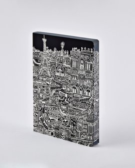 Notitieboek A5 - Parijs, zacht leer, witte print