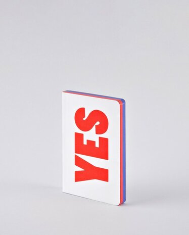 Notitieboek A6 - Yes - No, zacht leer, blauwe en rode tekst