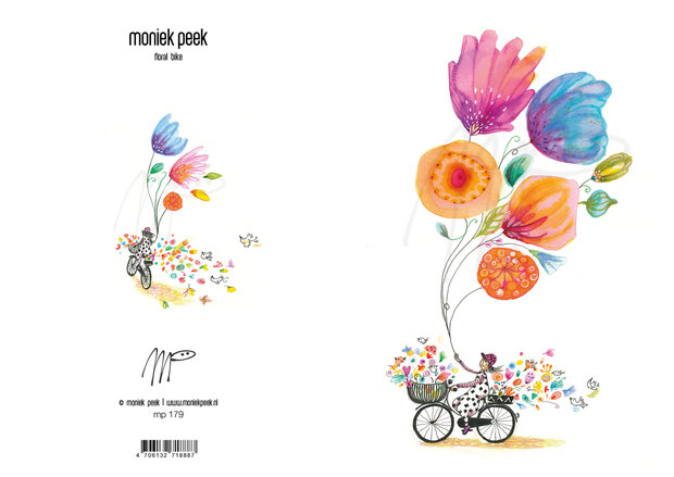 Wenskaart - Floral bike
