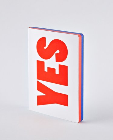 Notitieboek A5 - Yes - No, zacht leer, blauwe en rode tekst
