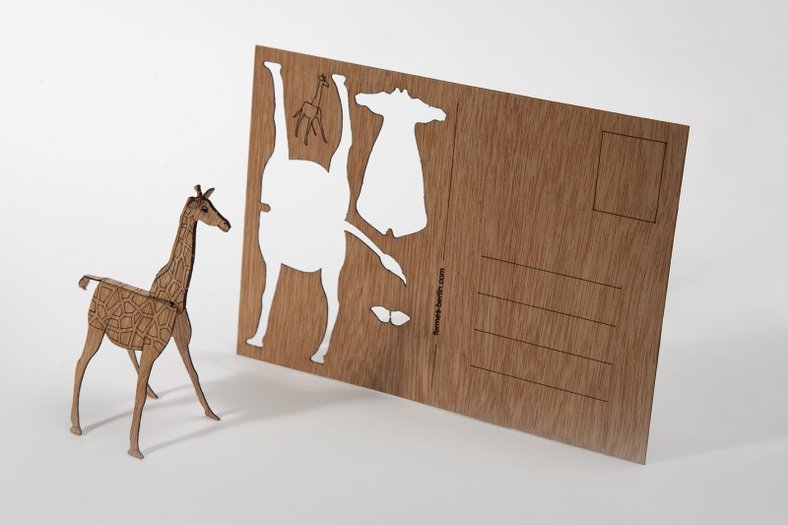 Houten kaart giraffe DDKado DDKado