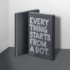 Notitieboek A5 - Everything Starts from a dot, zacht leer, zilver metallic tekst