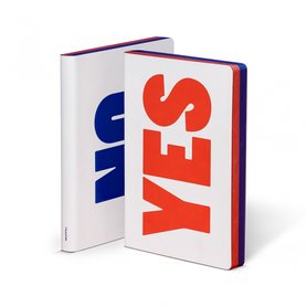 Notitieboek A5 - Yes - No, zacht leer, blauwe en rode tekst