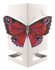 Wenskaart theelicht vlinder rood