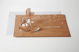 Houten kaart pop-up - make a wish