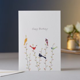 Wenskaart Spring Birds Birthday