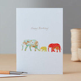 Wenskaart Elephant Family Birthday