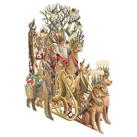 3D Pop Up wenskaart - Kerst - Santa's Dog Sleigh